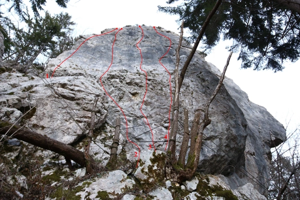 Urbas Rock - sector A, routes: 1 - 4